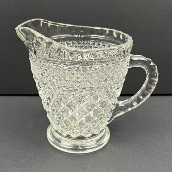 Anchor Hocking Wexford Glass Creamer Crystal Diamond Cut‎ Pattern - Picture 1 of 6